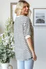 Navy Striped Textured Short Sleeve Top sold by Pinkblush