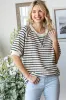Navy Striped Textured Short Sleeve Top sold by Pinkblush