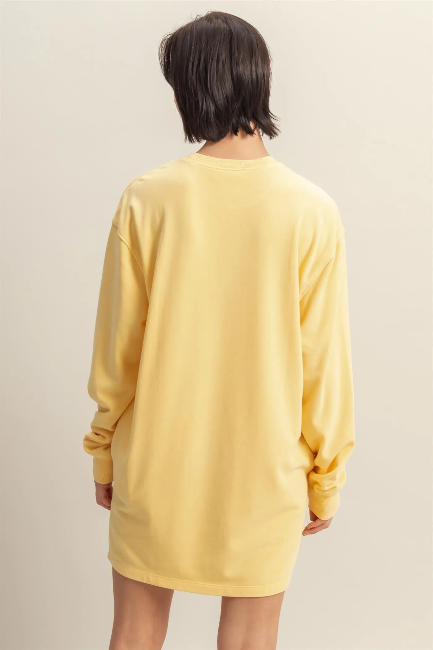 Yellow Long Sleeve Oversized Sweatshirt Mini Dress sold by Pinkblush product image thumbnail 2