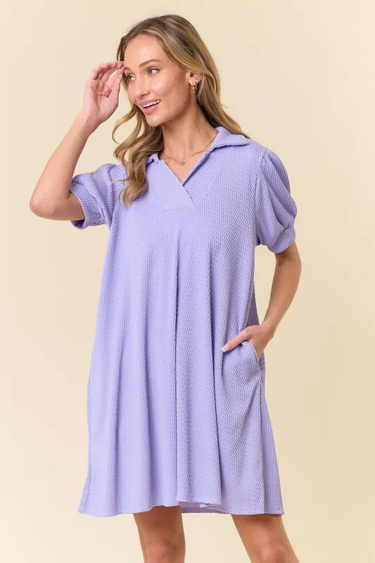 Lavender Textured Polo Dress sold by Pinkblush