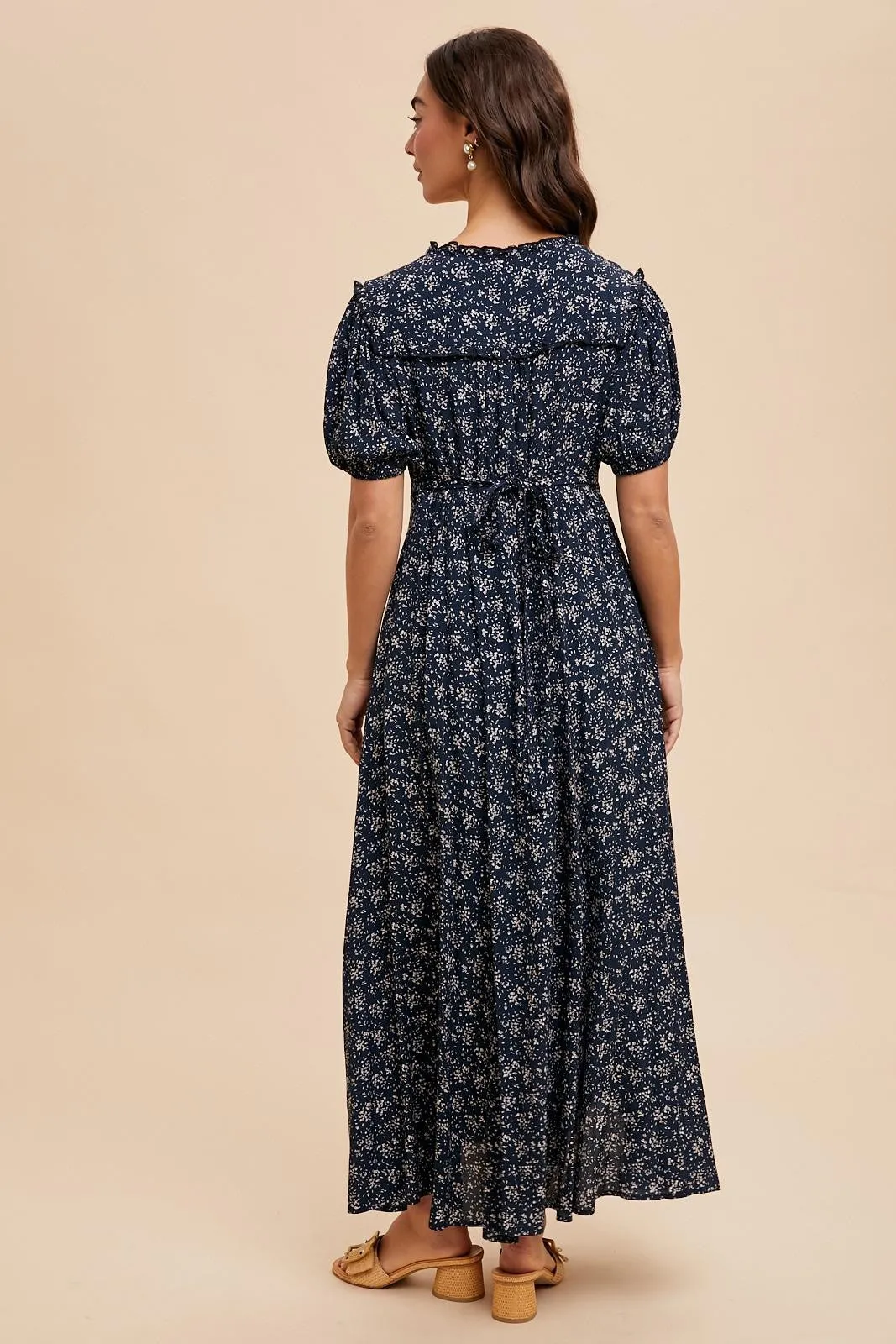 Navy Floral Button Down Maternity Dress sold by Pinkblush product image thumbnail 4