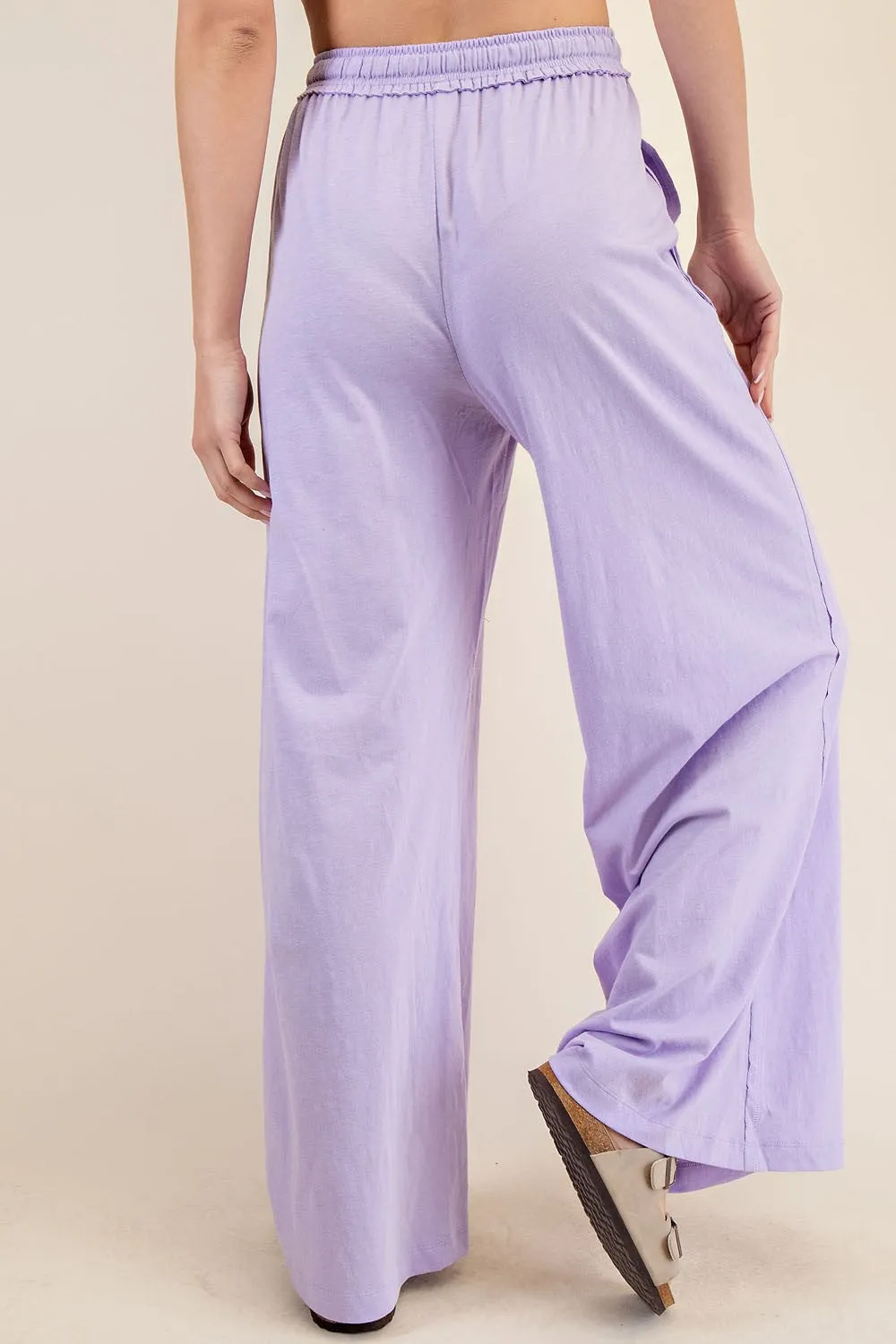 Lavender Drawstring Wide Leg Lounge Pant sold by Pinkblush product image thumbnail 4