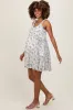 Blue Floral Plisse Texture Maternity Mini Dress sold by Pinkblush