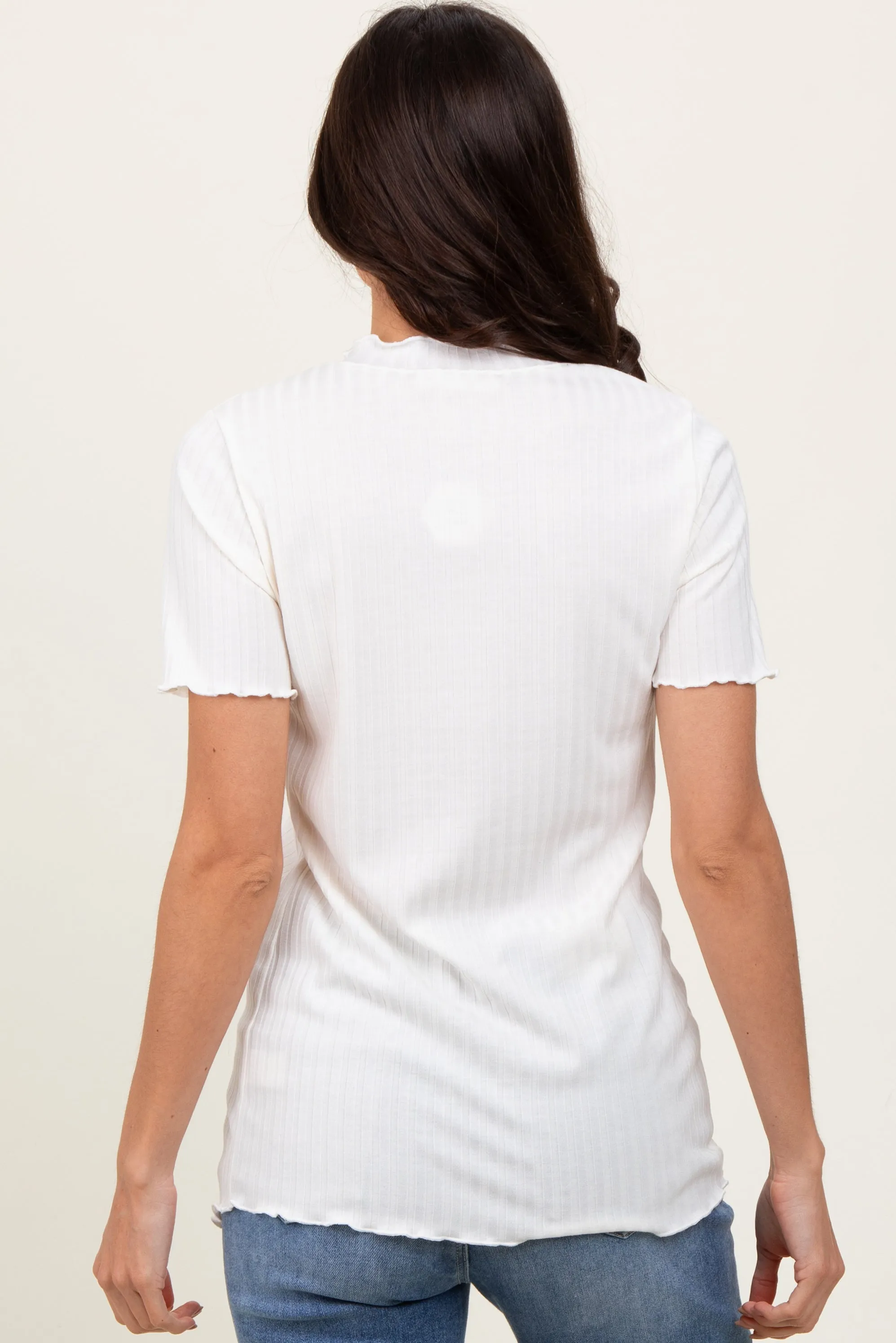 Ivory Ribbed Short Sleeve Top sold by Pinkblush product image thumbnail 4