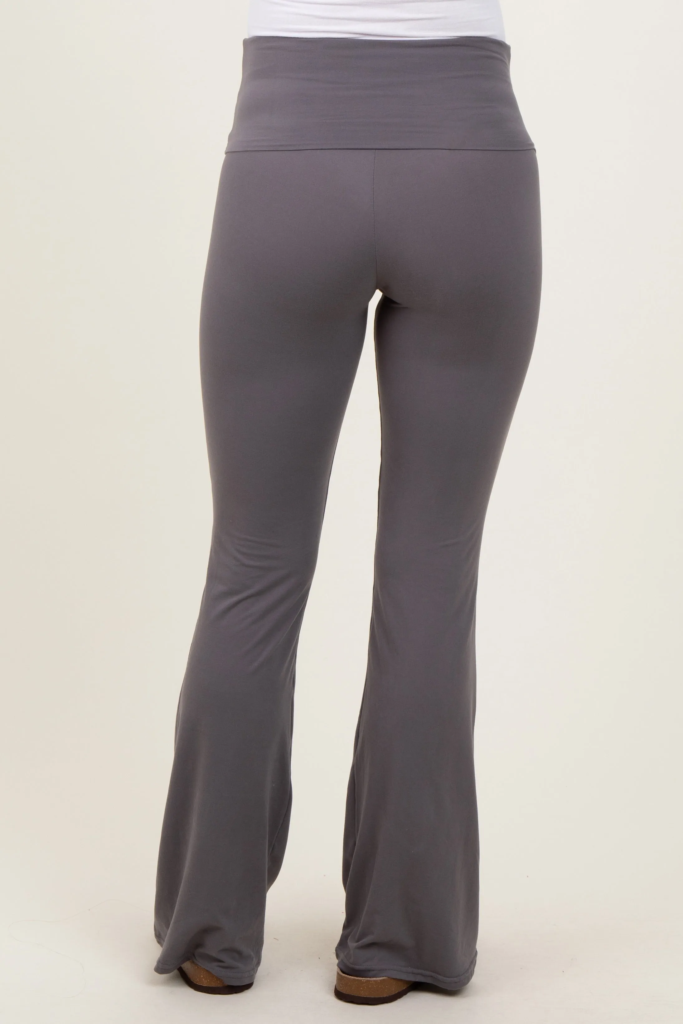 Grey Fold Over Waistband Maternity Flared Pants sold by Pinkblush product image thumbnail 4