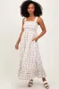 Red Floral Smocked Sleeveless Maternity Maxi Dress sold by Pinkblush