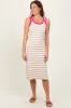 Taupe Mixed Stripe Ribbed Knit Sleeveless Maternity Midi Dress sold by Pinkblush