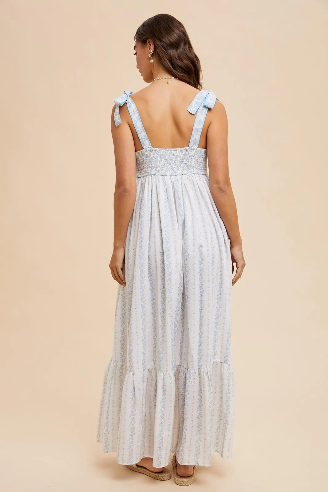 Light Blue Floral Floral Cotton Dress sold by Pinkblush product image thumbnail 4