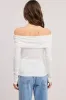 White Off Shoulder Foldover Long Sleeve Top sold by Pinkblush