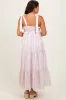 Pink Floral Striped Smocked Shoulder Tie Maternity Maxi Dress sold by Pinkblush
