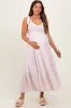 Pink Floral Striped Smocked Shoulder Tie Maternity Maxi Dress sold by Pinkblush