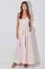 Pink Floral Striped Smocked Shoulder Tie Maternity Maxi Dress sold by Pinkblush