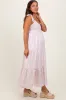 Pink Floral Striped Smocked Shoulder Tie Maternity Maxi Dress sold by Pinkblush