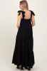 Black Shoulder Tie Tiered Maxi Dress sold by Pinkblush