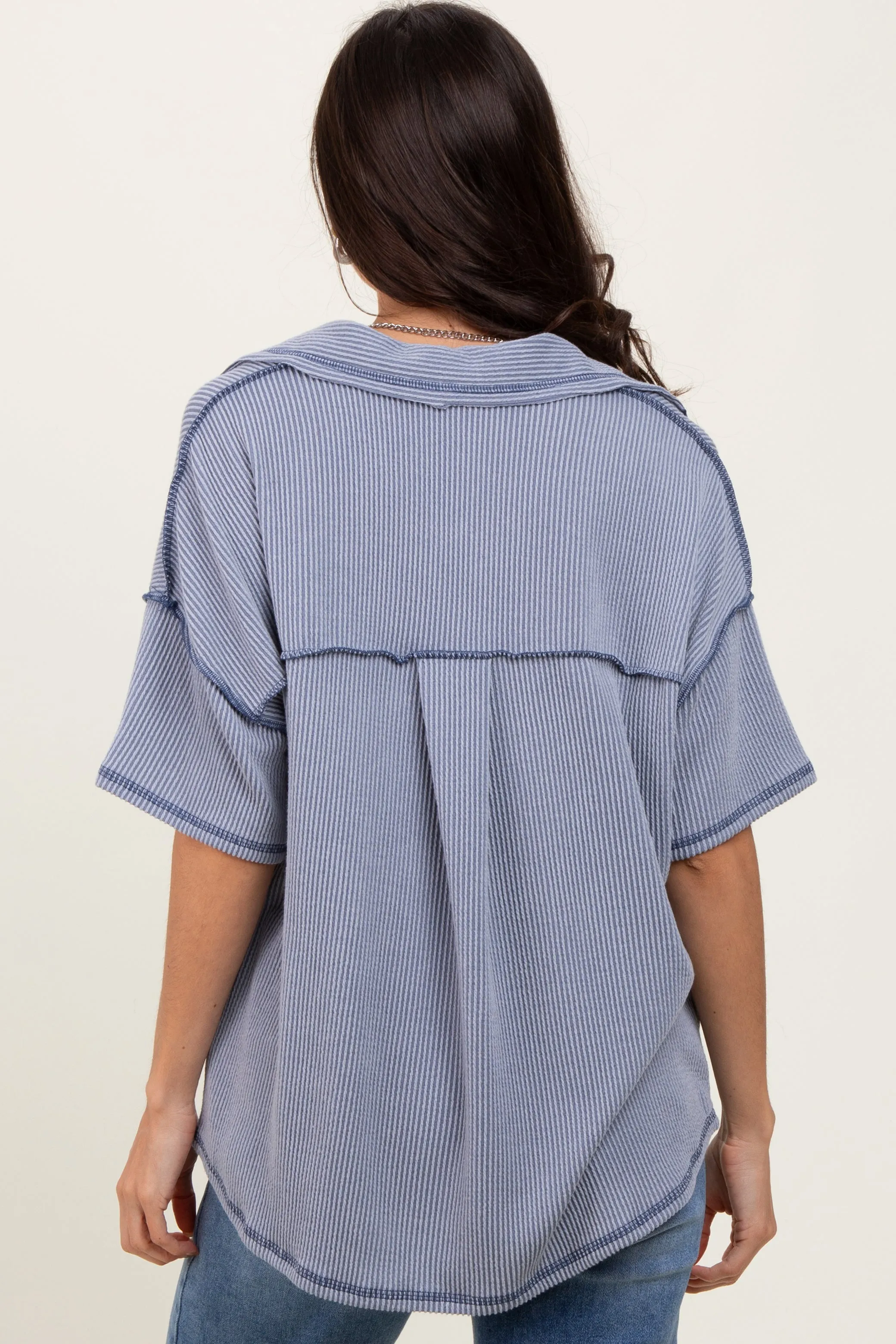 Gray Ribbed Reverse Stitch Tunic Top sold by Pinkblush product image thumbnail 4