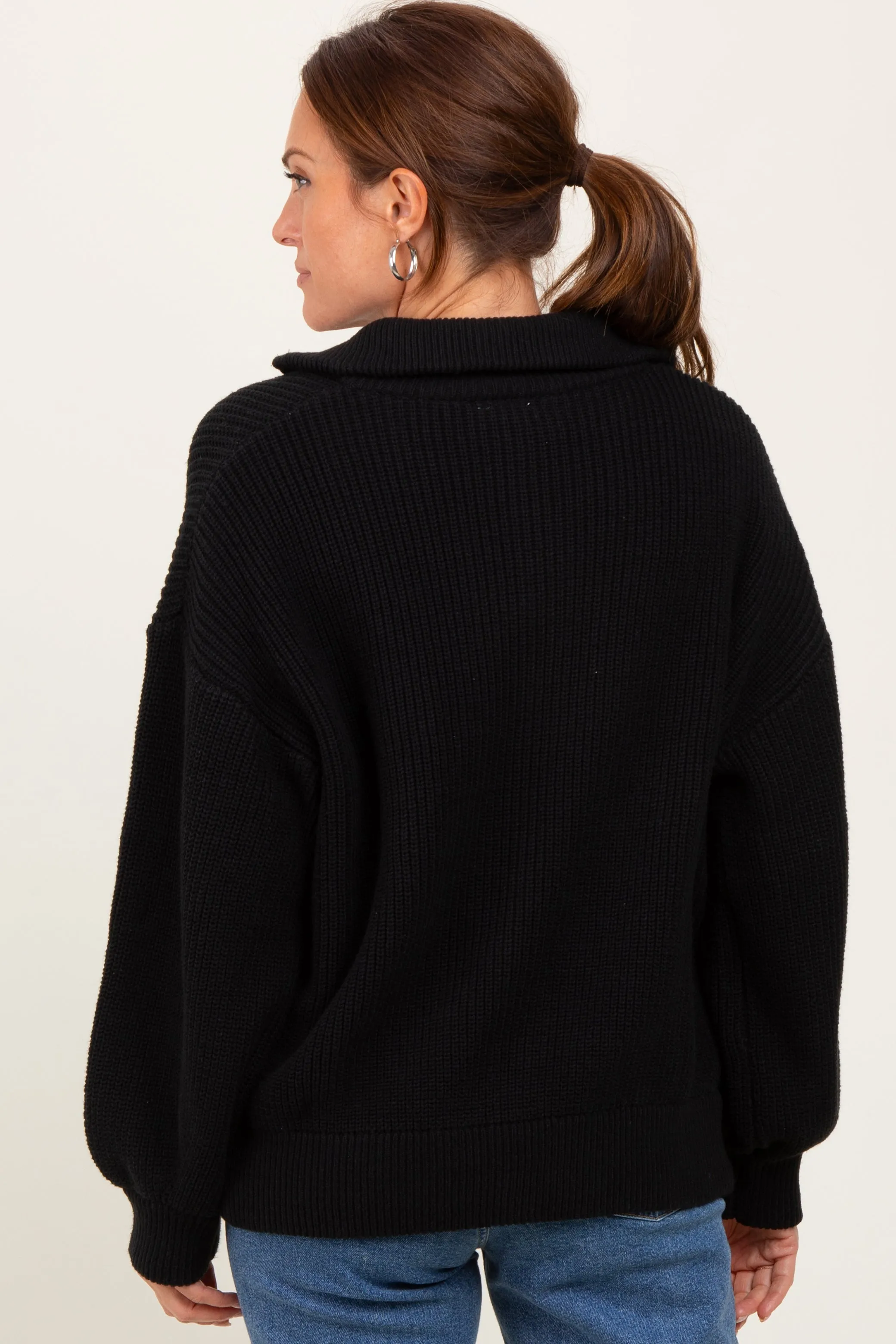 Black Oversized Zip Up Cardigan sold by Pinkblush product image thumbnail 4