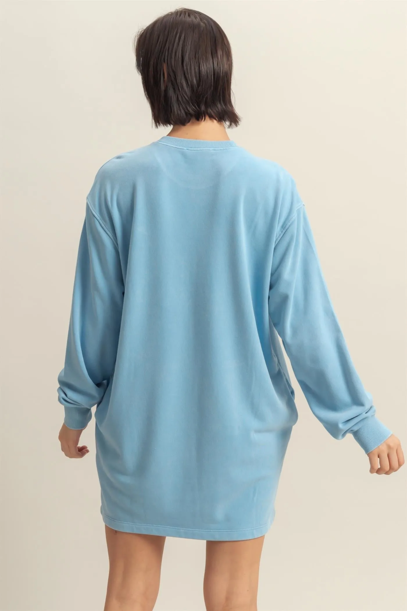 Blue Long Sleeve Oversized Sweatshirt Mini Dress sold by Pinkblush product image thumbnail 3