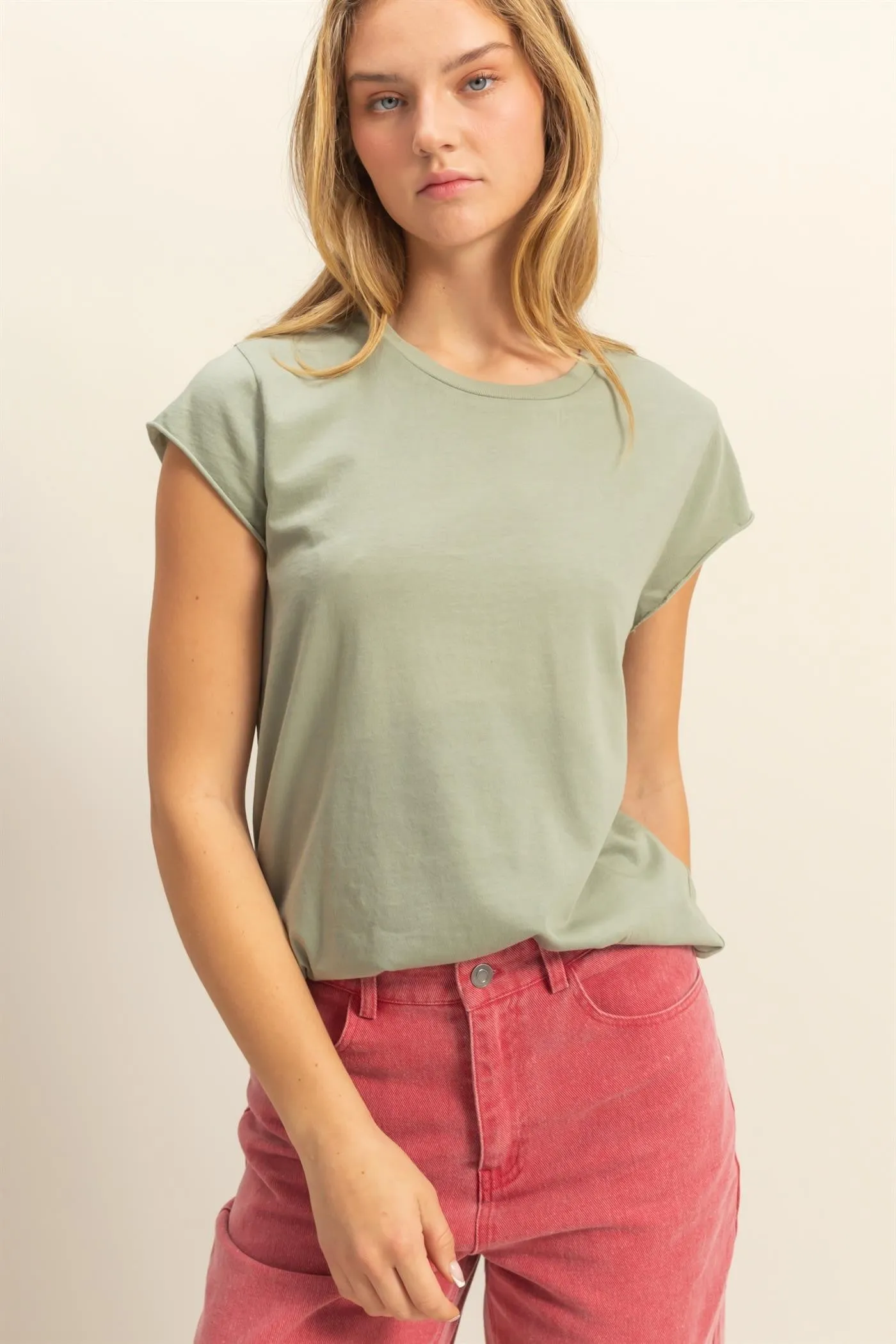Sage Soft Cap Sleeve Maternity T-Shirt Top sold by Pinkblush