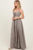 Light Olive Gathered Tie Front Maxi Dress sold by Pinkblush