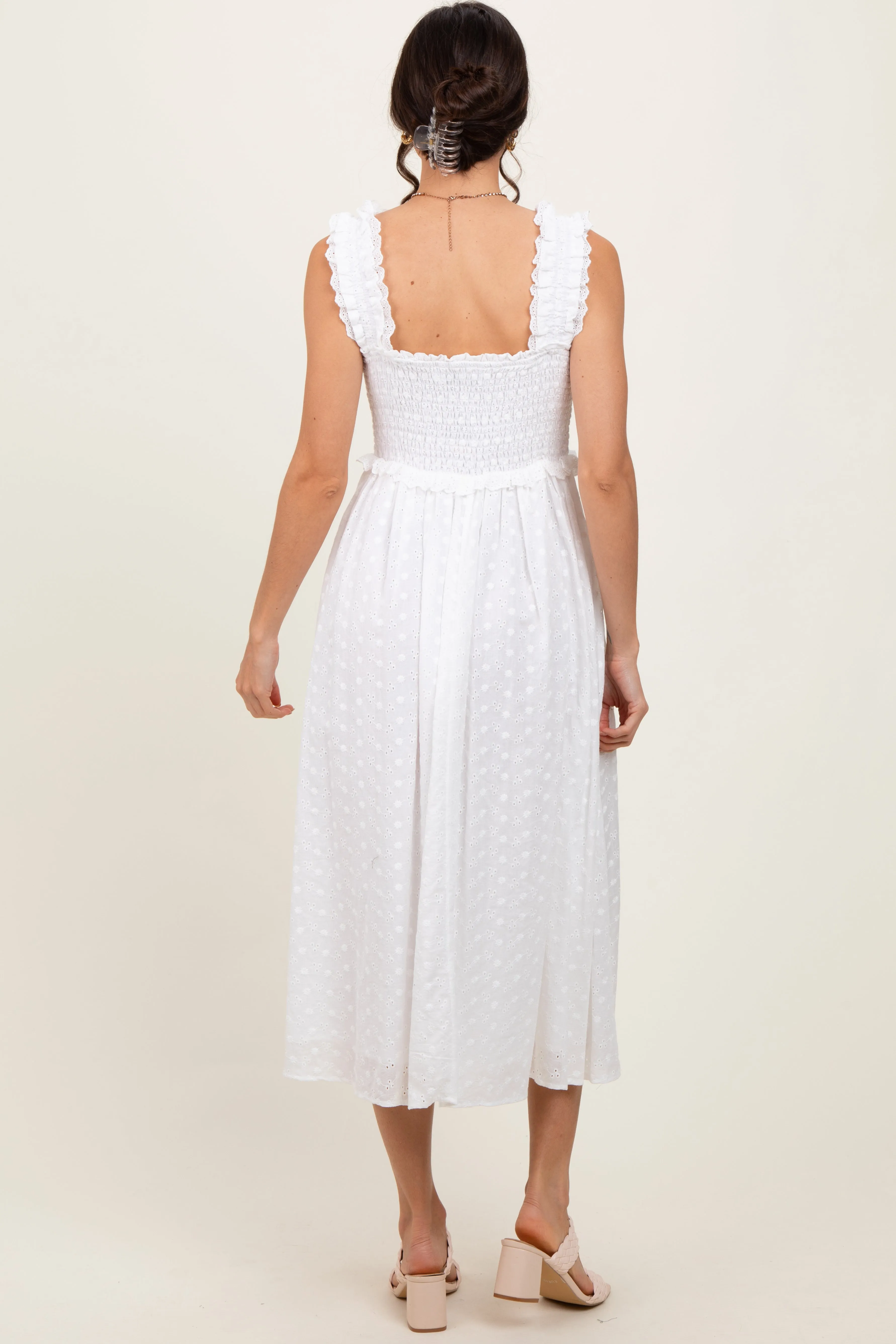 White Eyelet Sleeveless Midi Dress sold by Pinkblush product image thumbnail 4