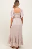 Cream Smocked Cotton Flutter Sleeve Maternity Maxi Dress sold by Pinkblush