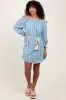 Light Blue Embroidered Off Shoulder Maternity Dress sold by Pinkblush