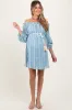 Light Blue Embroidered Off Shoulder Maternity Dress sold by Pinkblush