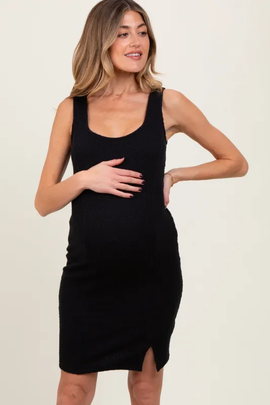Black Sleeveless Textured Maternity Bodycon Dress sold by Pinkblush