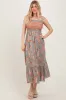Olive Paisley Shoulder Tie Smocked Maternity Maxi Dress sold by Pinkblush