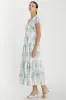 Light Blue Floral Flutter Sleeve Tiered Maxi Dress sold by Pinkblush