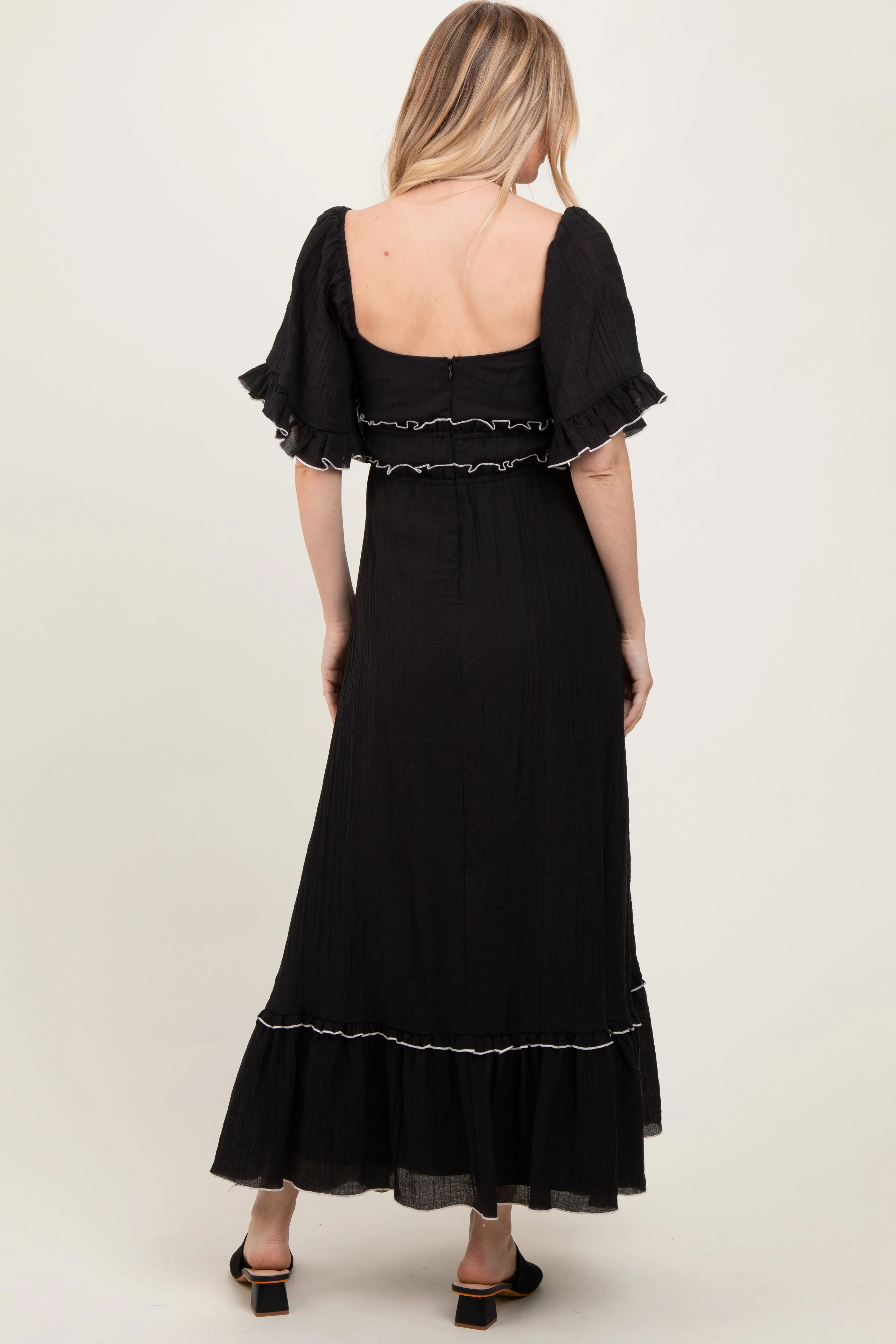 Black Wide Sleeve Maxi Dress sold by Pinkblush product image thumbnail 3