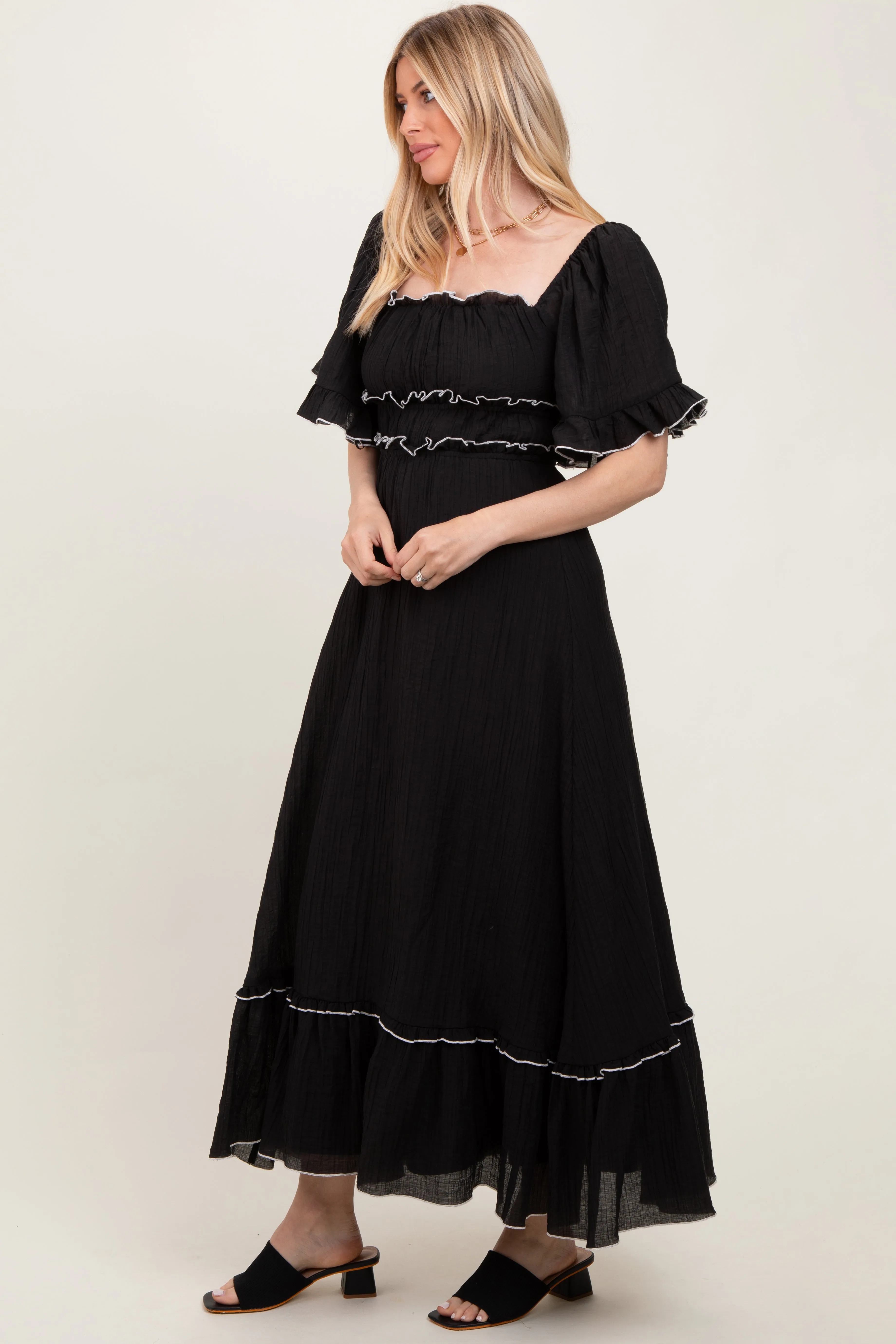 Black Wide Sleeve Maxi Dress sold by Pinkblush product image thumbnail 2