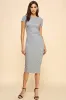 Gray Asymmetrical Ruched T-Shirt Dress sold by Pinkblush