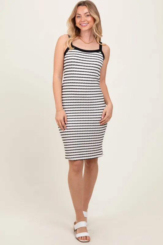 Cream/Black Striped Sleeveless Bodycon Knit Dress sold by Pinkblush