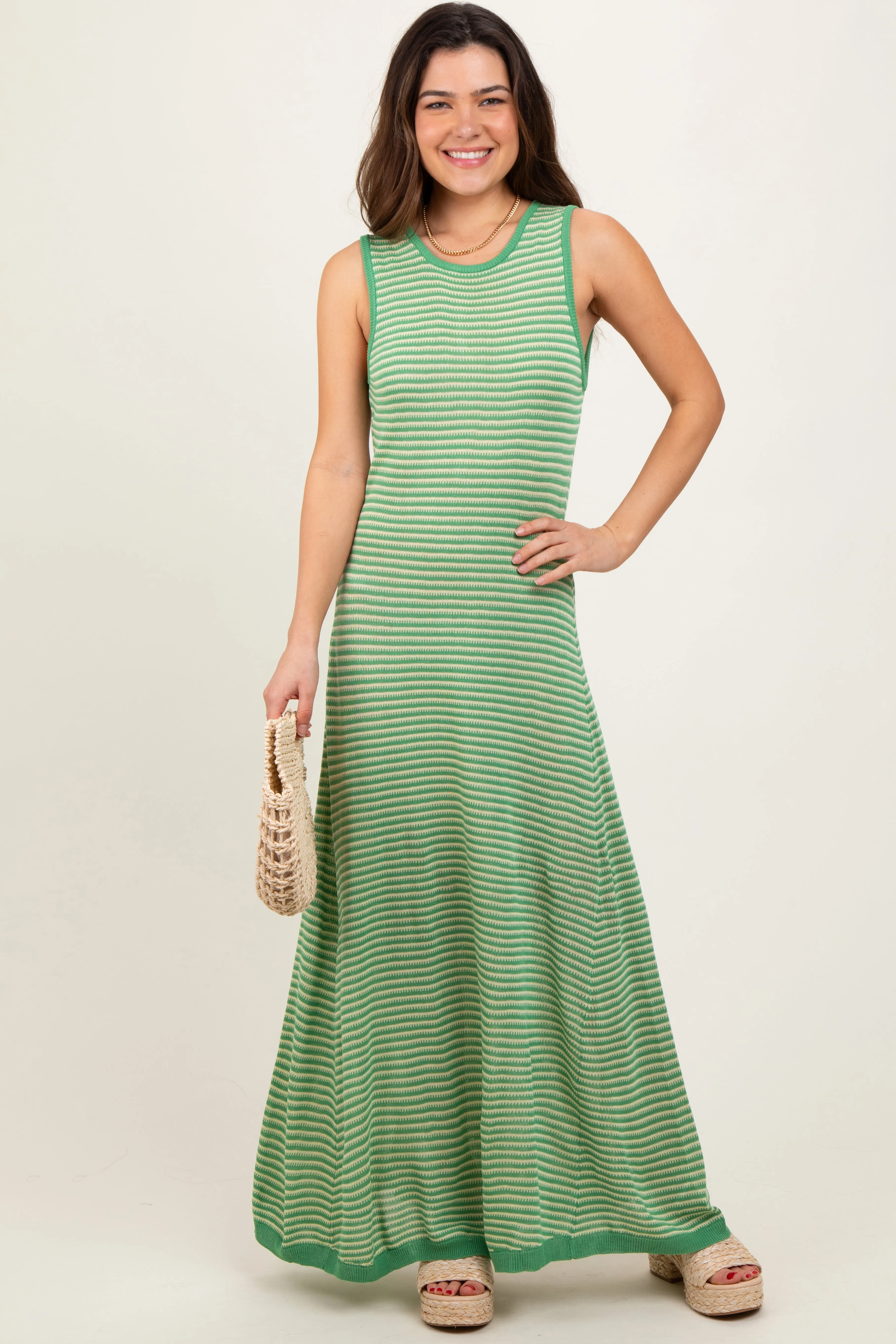 Green Striped Maxi Dress sold by Pinkblush