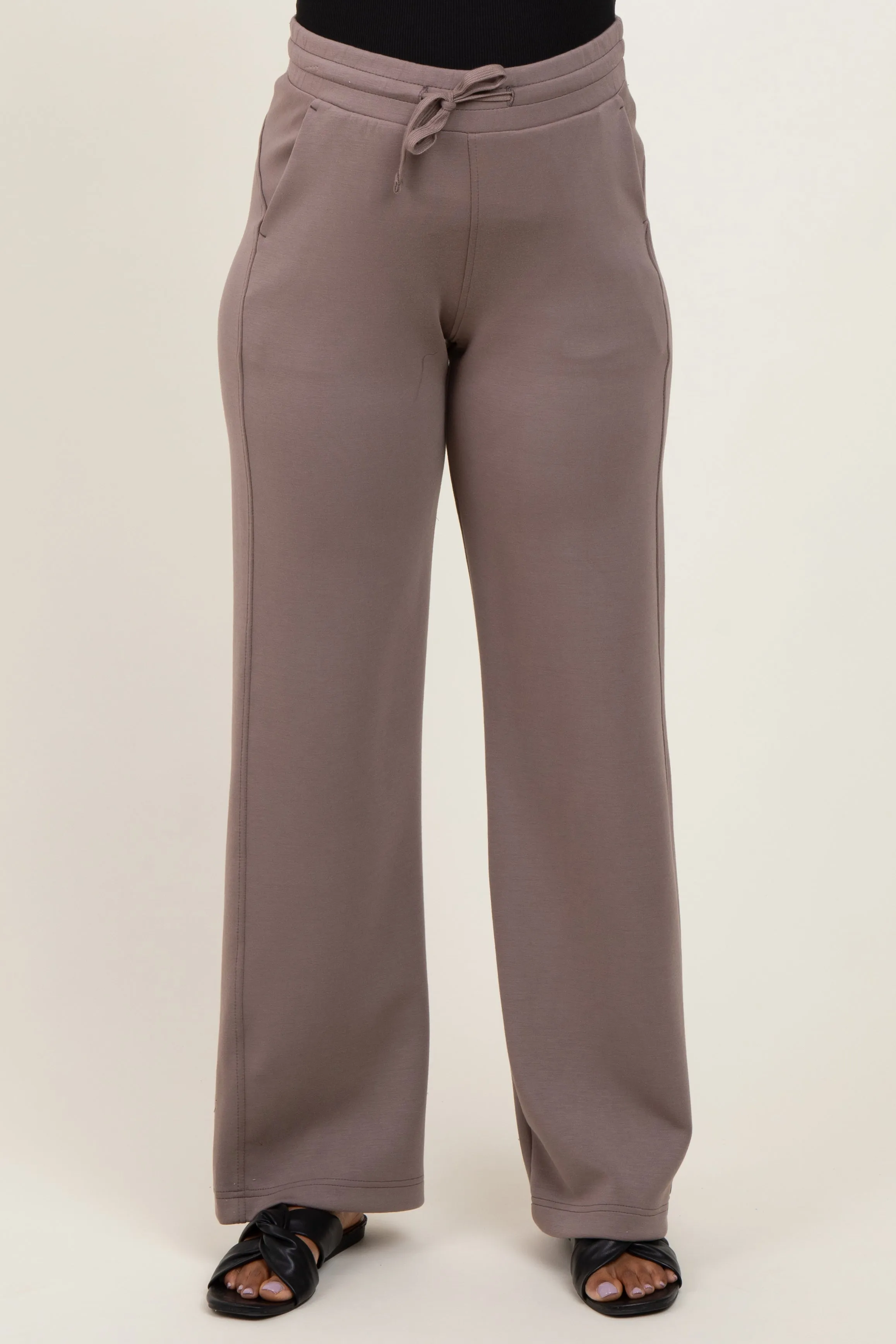Mocha Straight Leg Drawstring Maternity Sweatpants sold by Pinkblush product image thumbnail 2
