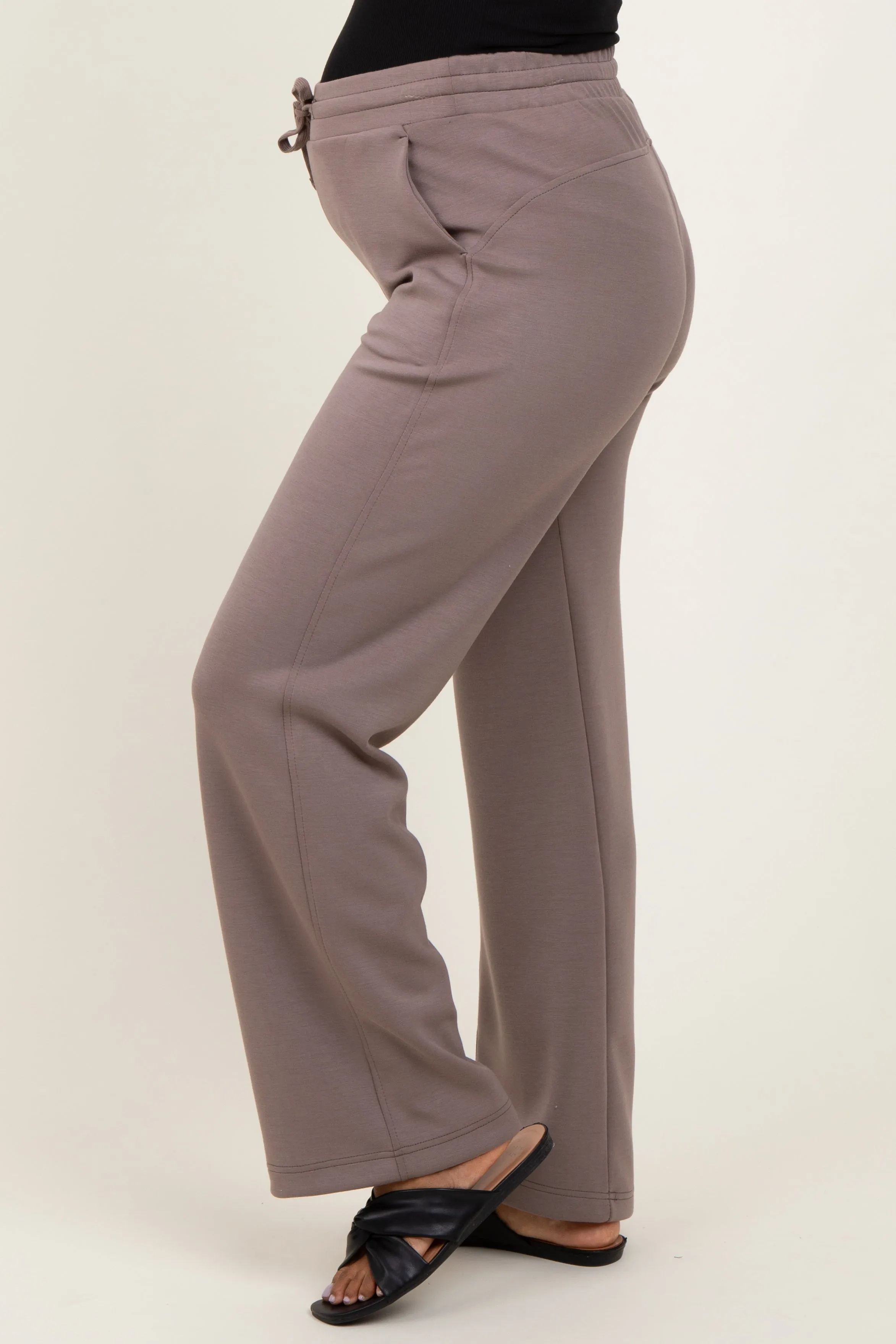Mocha Straight Leg Drawstring Maternity Sweatpants sold by Pinkblush product image thumbnail 3