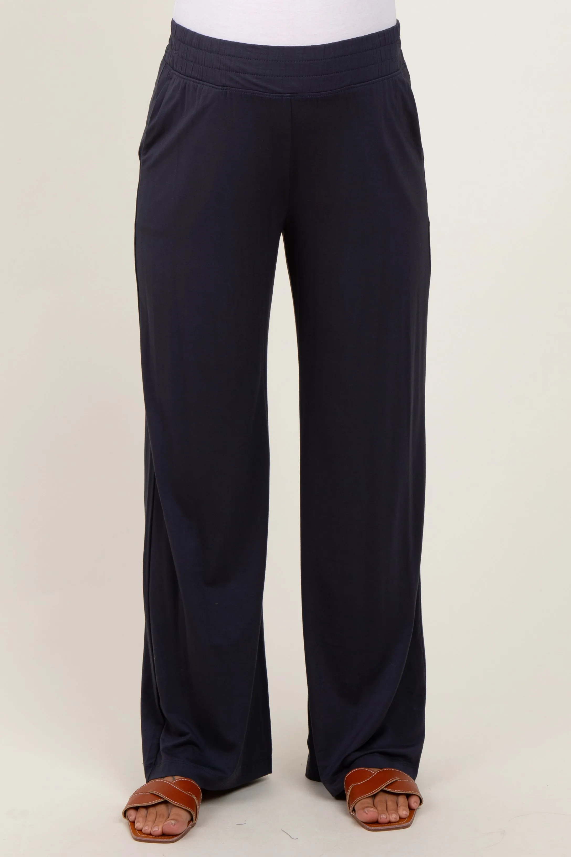 Charcoal Basic Wide Leg Pocketed Maternity Pants sold by Pinkblush product image thumbnail 3