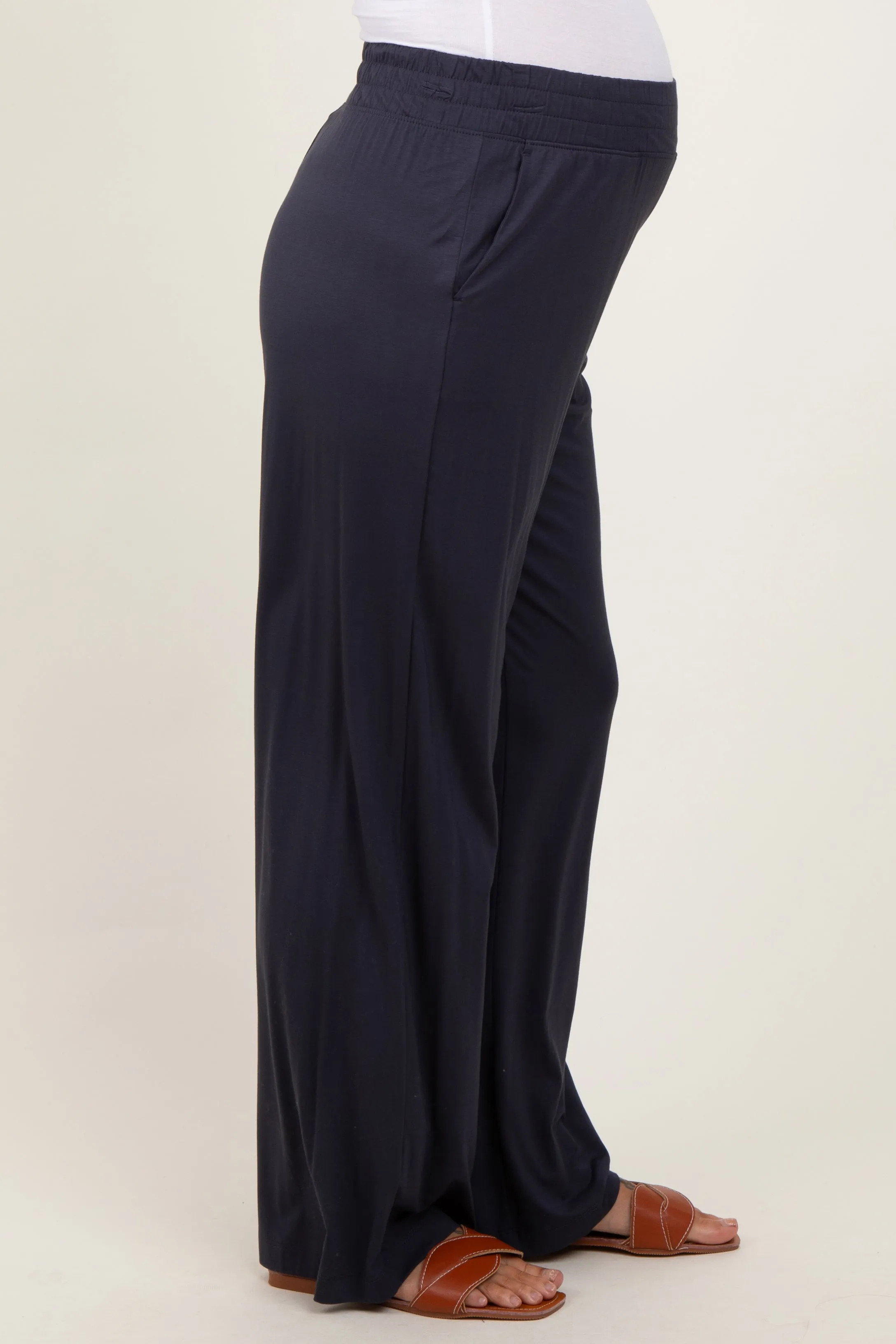 Charcoal Basic Wide Leg Pocketed Maternity Pants sold by Pinkblush product image thumbnail 4