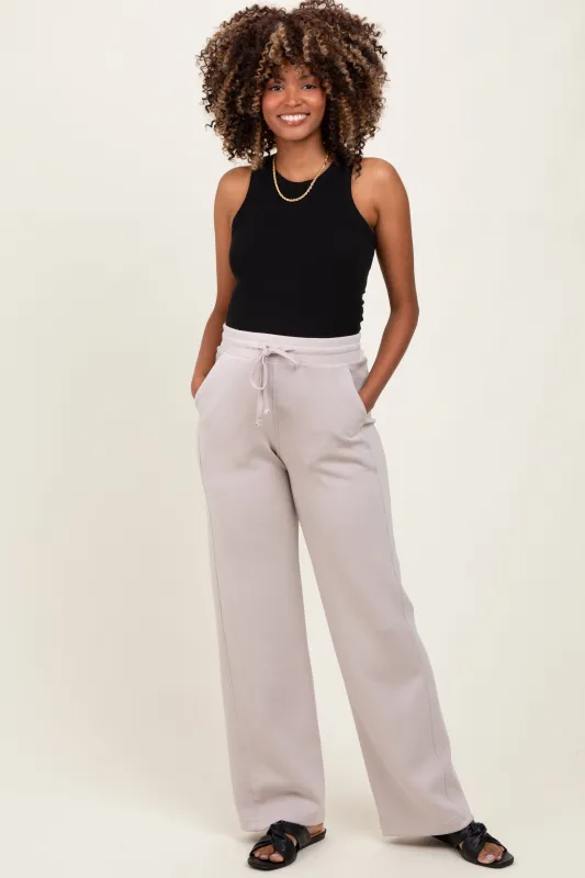 Cream Straight Leg Drawstring Maternity Sweatpants sold by Pinkblush