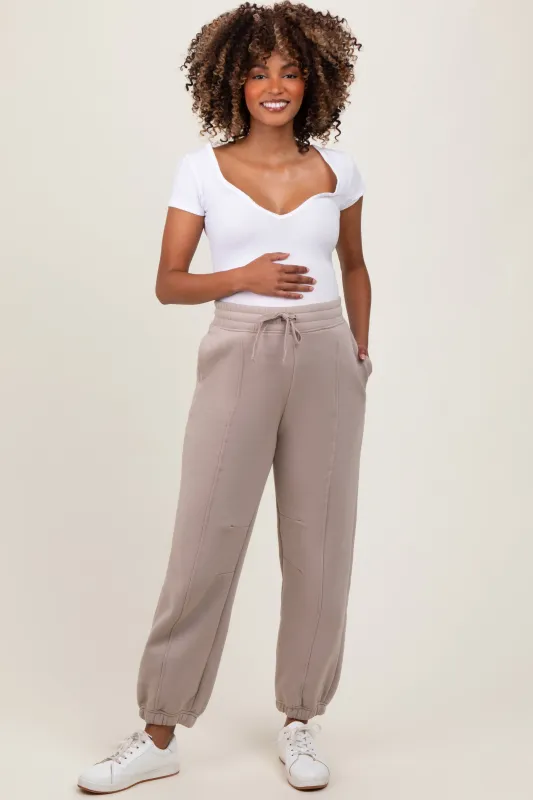 Light Mocha Drawstring Relaxed Fit Maternity Sweatpants sold by Pinkblush