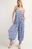 Royal Blue Printed Button Detail Jumpsuit sold by Pinkblush