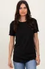 Black Ribbed Short Sleeve Maternity Top sold by Pinkblush