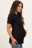 Black Ribbed Short Sleeve Maternity Top sold by Pinkblush