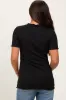 Black Ribbed Short Sleeve Maternity Top sold by Pinkblush