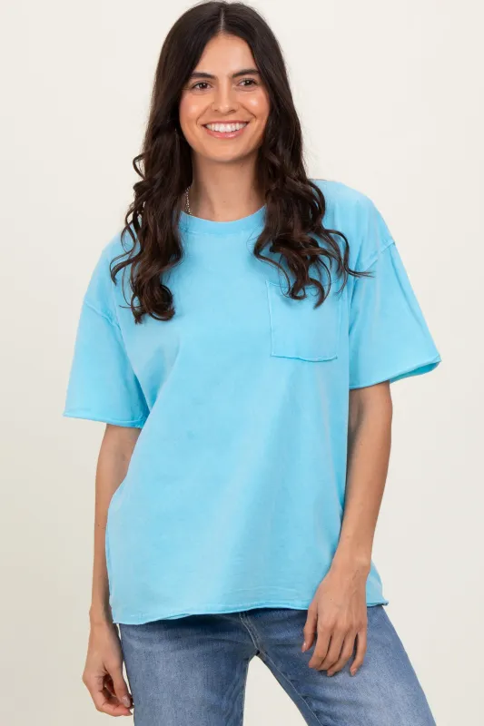 Aqua Short Sleeve Front Pocket Tunic Top sold by Pinkblush