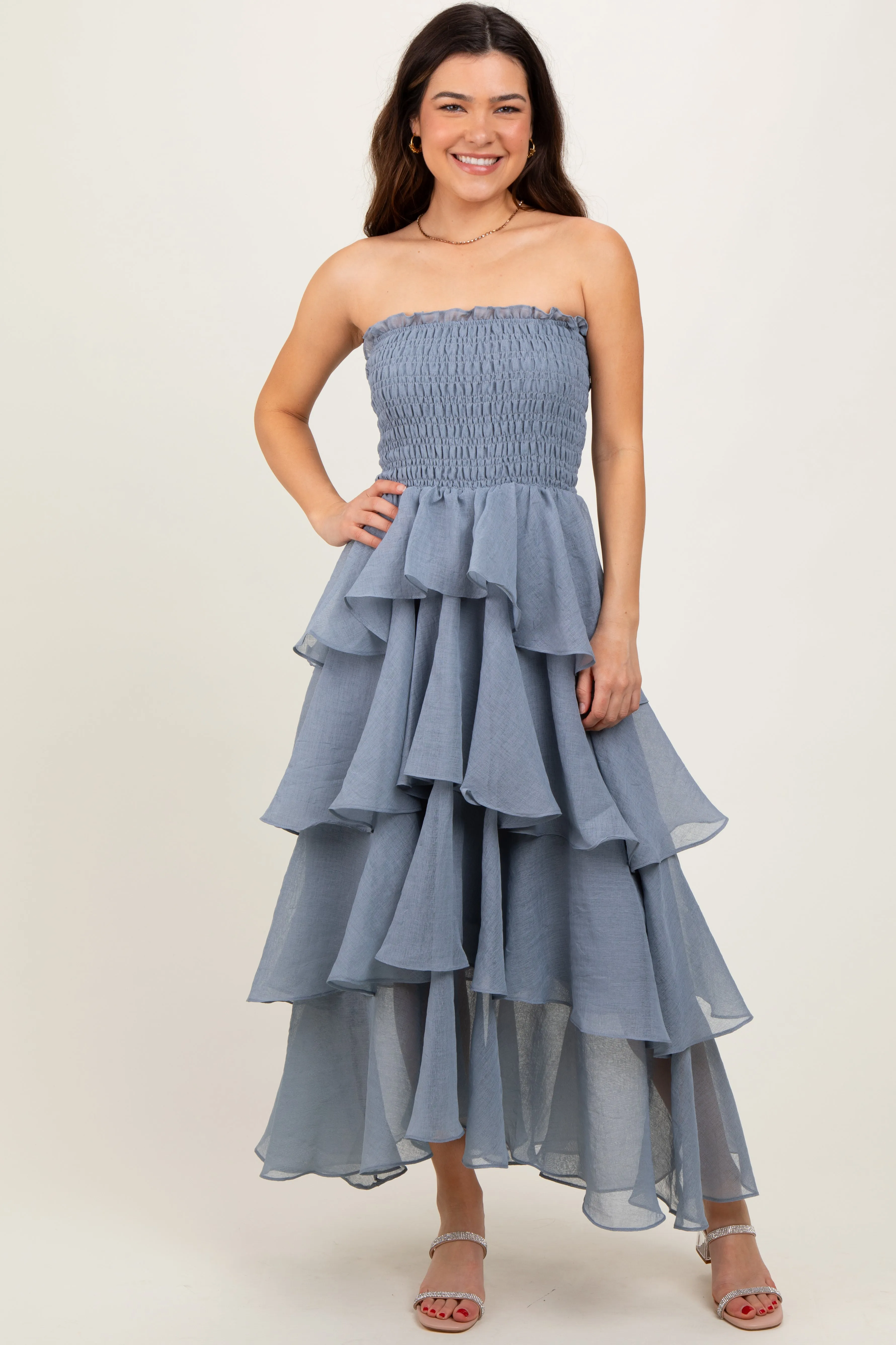 Blue Layered Maxi Dress sold by Pinkblush