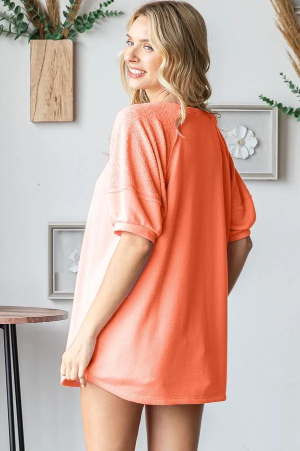 Orange Terry Contrast Short Sleeve Top sold by Pinkblush product image thumbnail 3