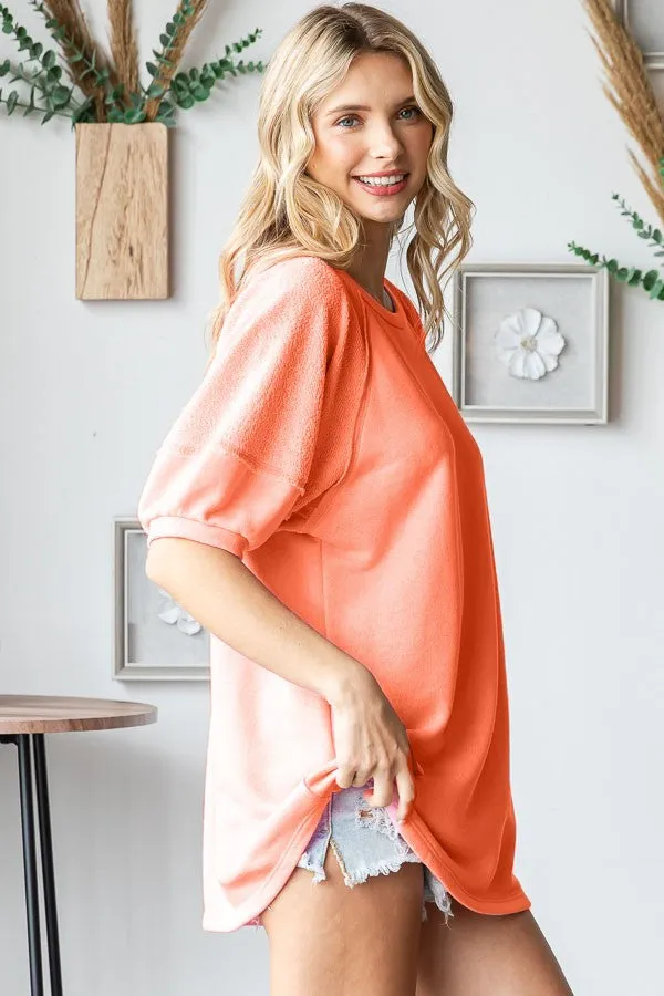 Orange Terry Contrast Short Sleeve Top sold by Pinkblush product image thumbnail 2