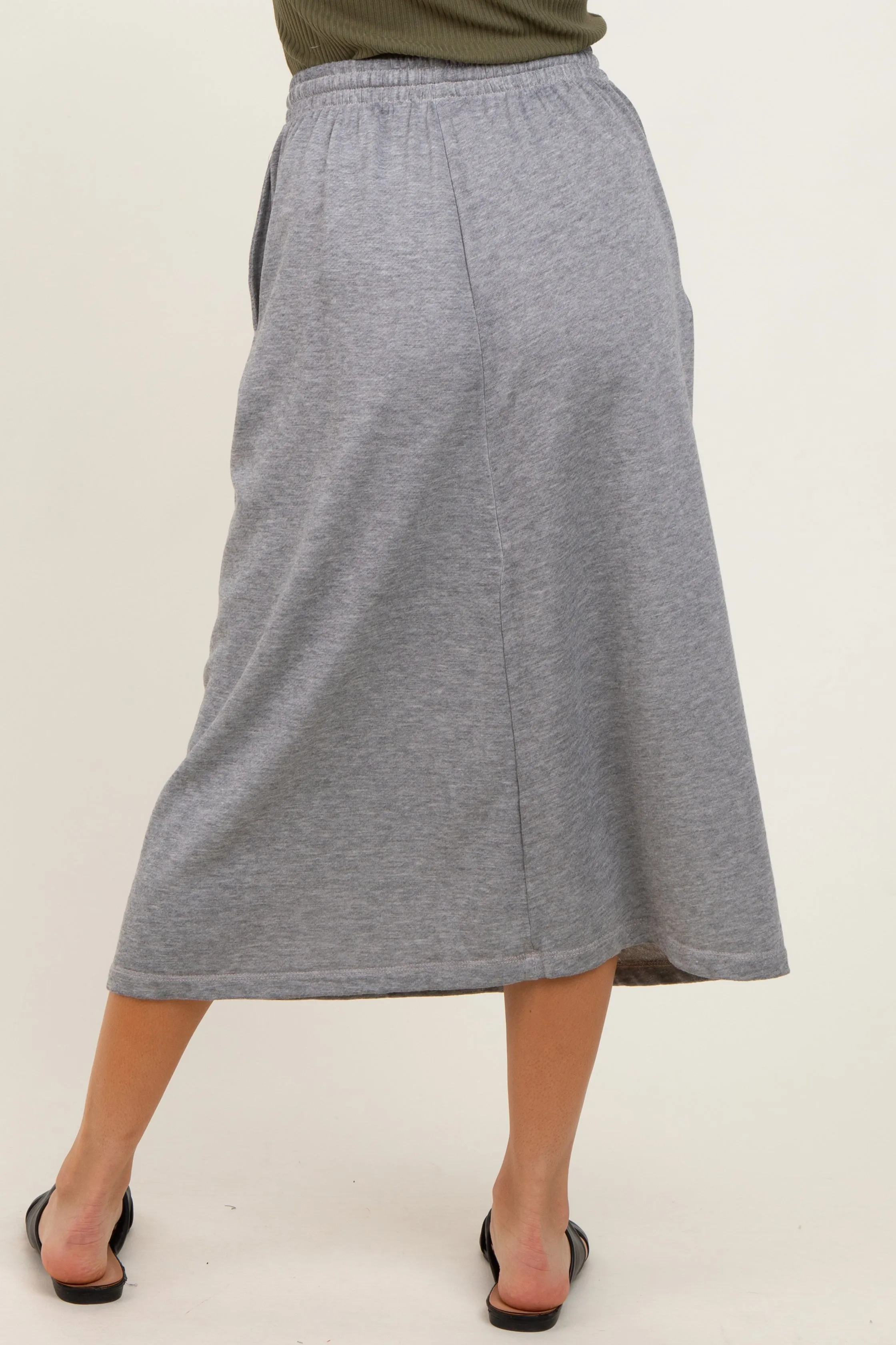 Heather Grey Terry Drawstring Midi Skirt sold by Pinkblush product image thumbnail 5